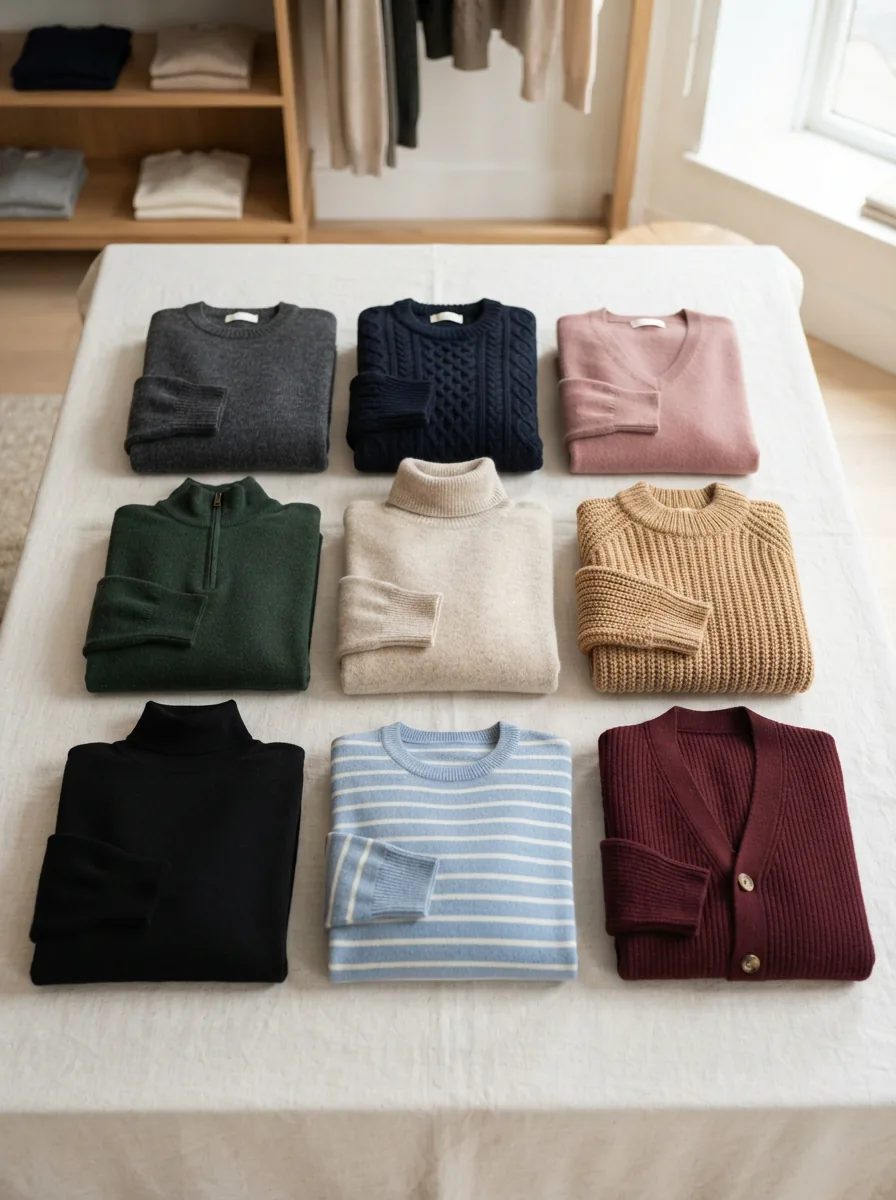 Assorted folded sweaters