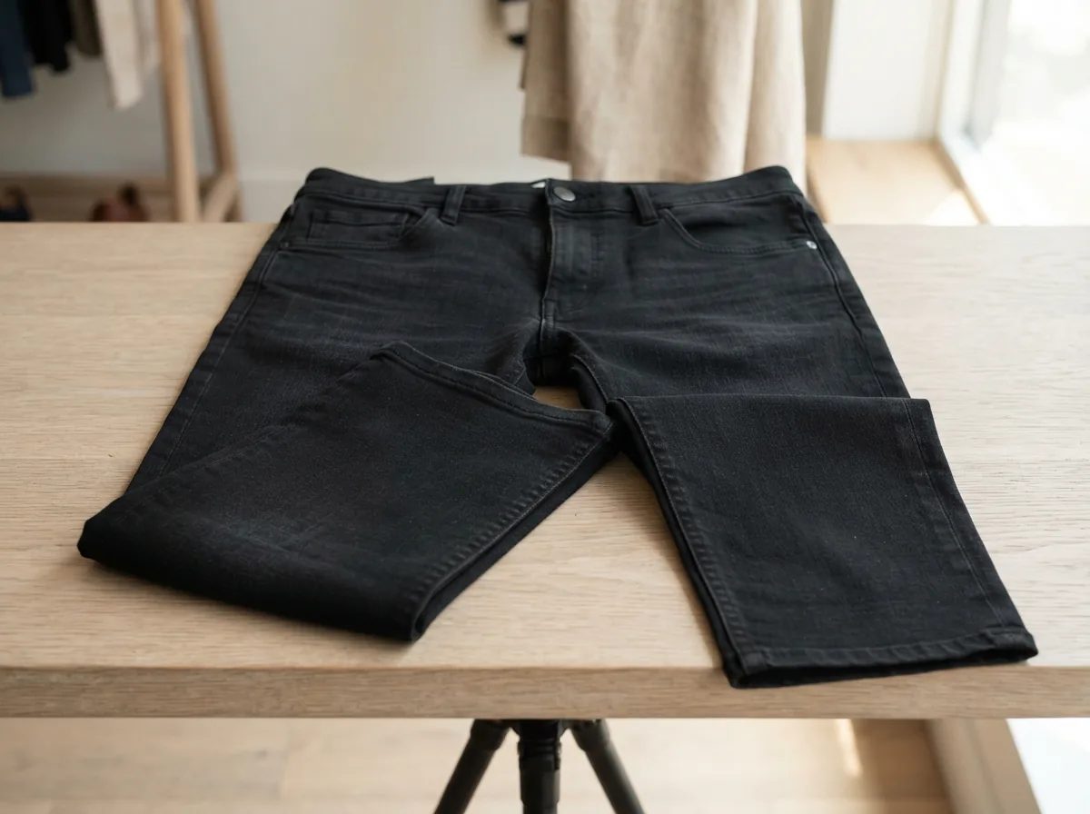 Black Cotton Blend Slim Jeans