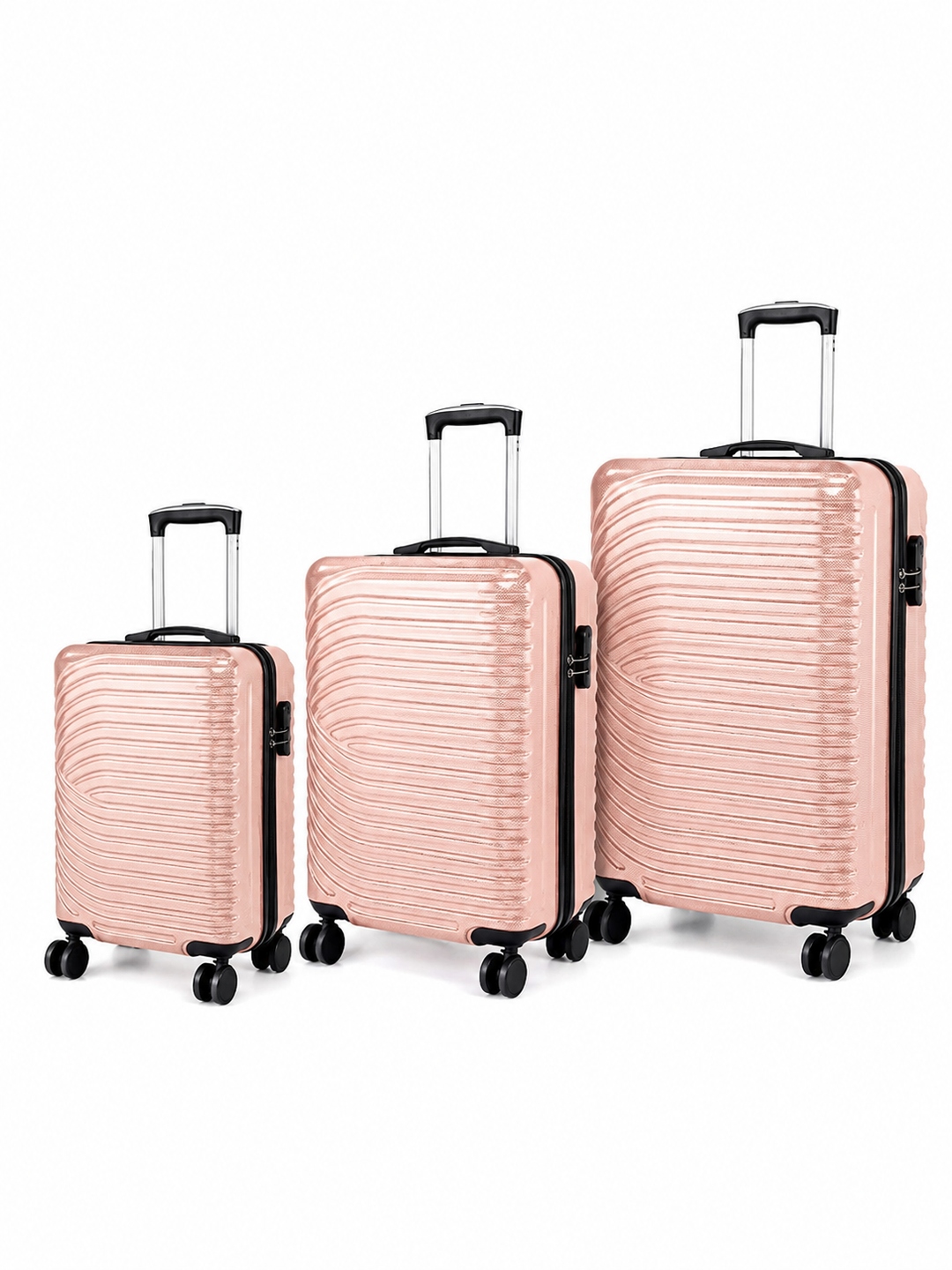 Benz collection — pearl rose polycarbonate luggage set.